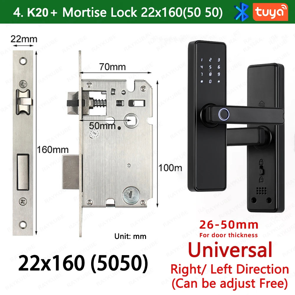 RAYKUBE K20 Biometric Fingerprint Door Lock Electronic Door Lock