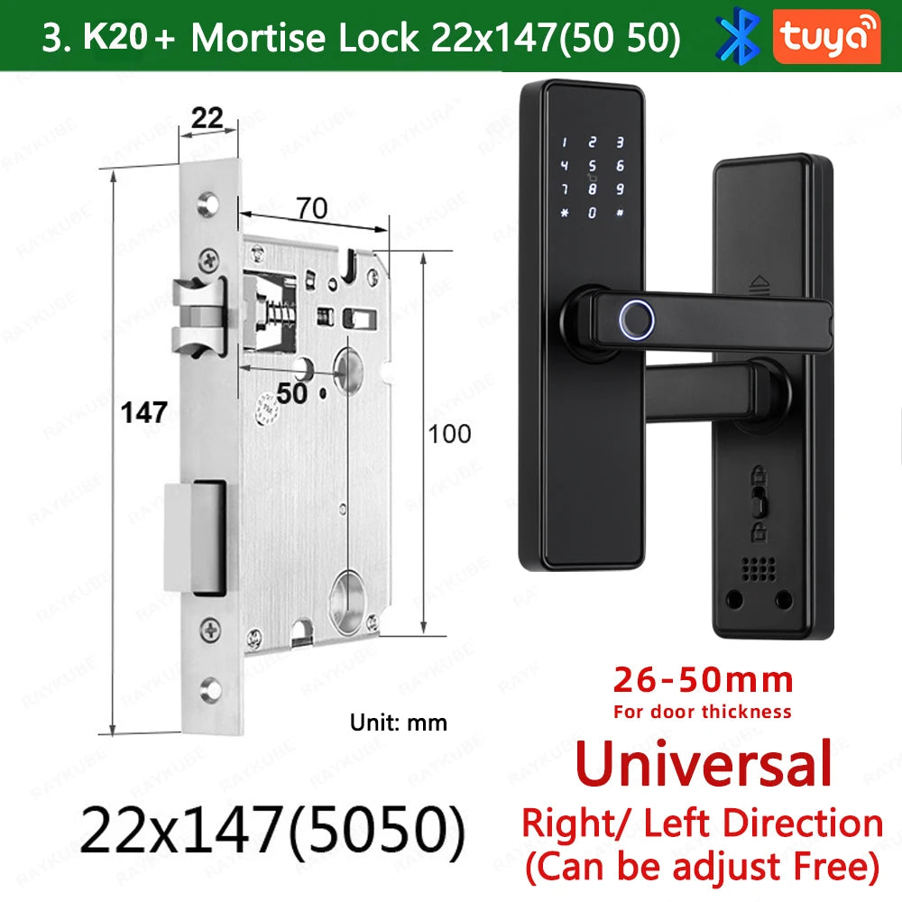 RAYKUBE K20 Biometric Fingerprint Door Lock Electronic Door Lock