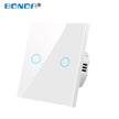 BONDA wall switch, EU standard, white crystal, tempered glass panel, touch switch, wall touch screen, Ac220v, 1 way, wall lamp