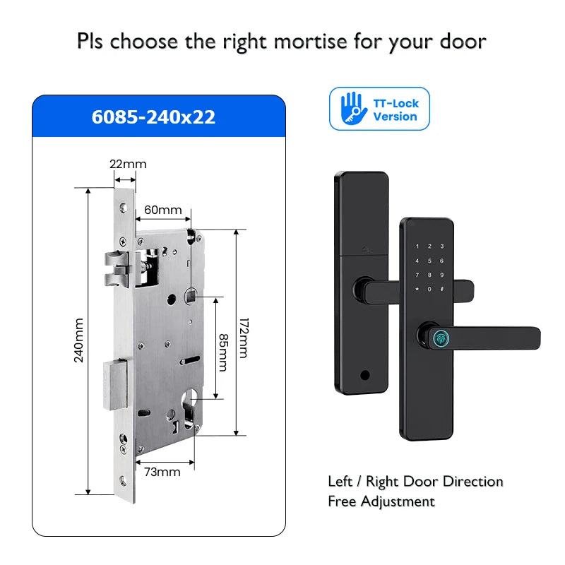 Bluetooth TTLock App Fingerprint Door Lock Code Card Key
