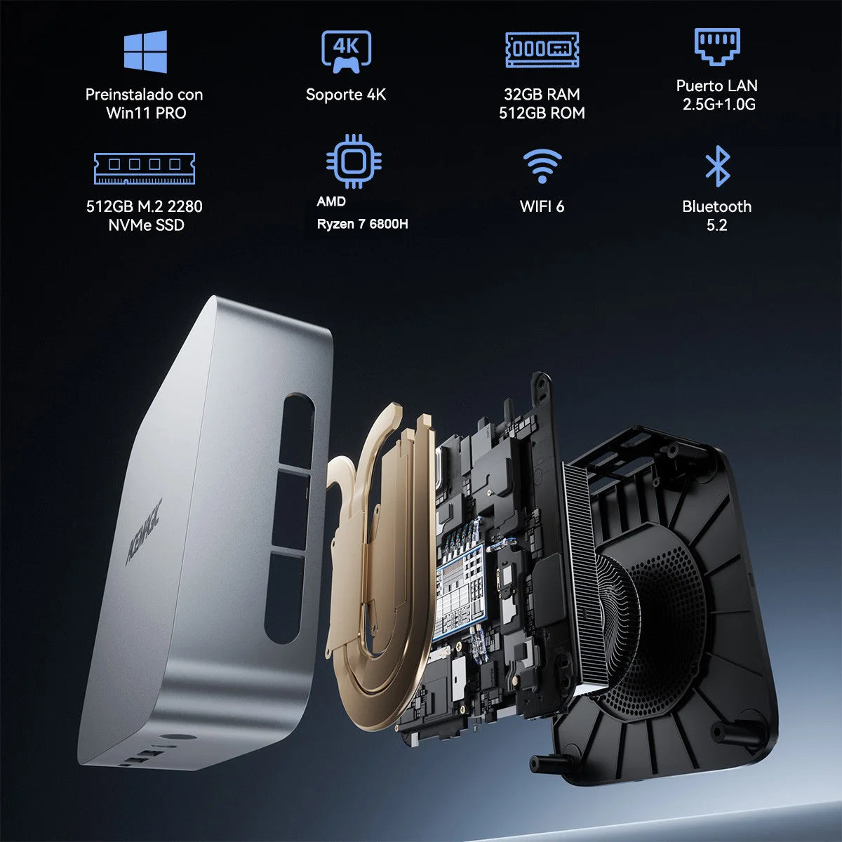 KAMRUI Mini PC AMD Ryzen 7 6800H LPDDR5 32GB RAM 512GB Win 11pro Mini Gaming Desktop Computers