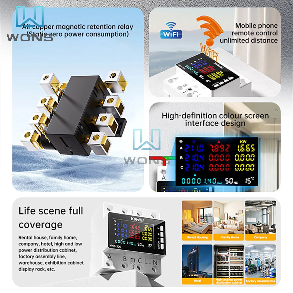 KWS-306 Tuya WIFI Power Meter Voltage Current  Energy Meter