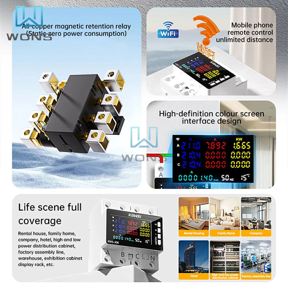 KWS-306 Tuya WIFI Power Meter Voltage Current  Energy Meter
