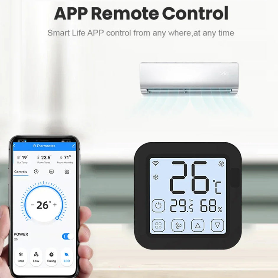 Smart Home Temperature Humidity Sensor Remote Control with LED Screen