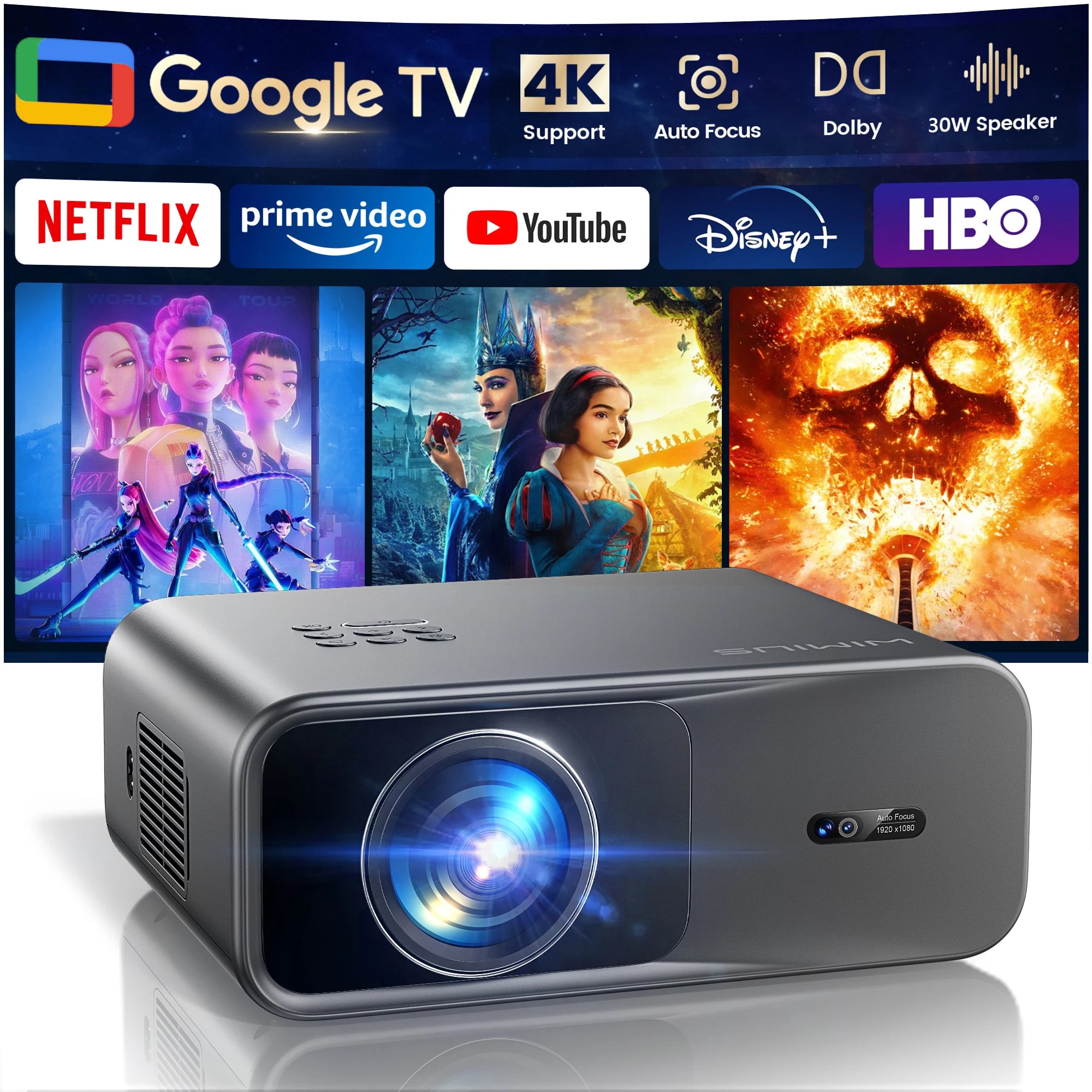 WIMIUS 1200 ANSI Projector 4K Full HD 1080P