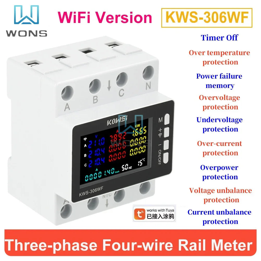 KWS-306 Tuya WIFI Power Meter Voltage Current  Energy Meter