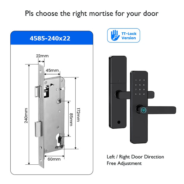 Bluetooth TTLock App Fingerprint Door Lock Code Card Key