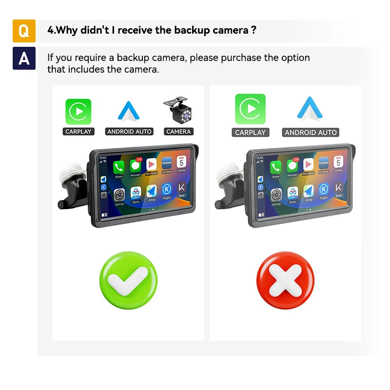 AHOUDY 7 Inch Carplay Android Auto Universal Car Radio Multimedia Video Player Touch Screen