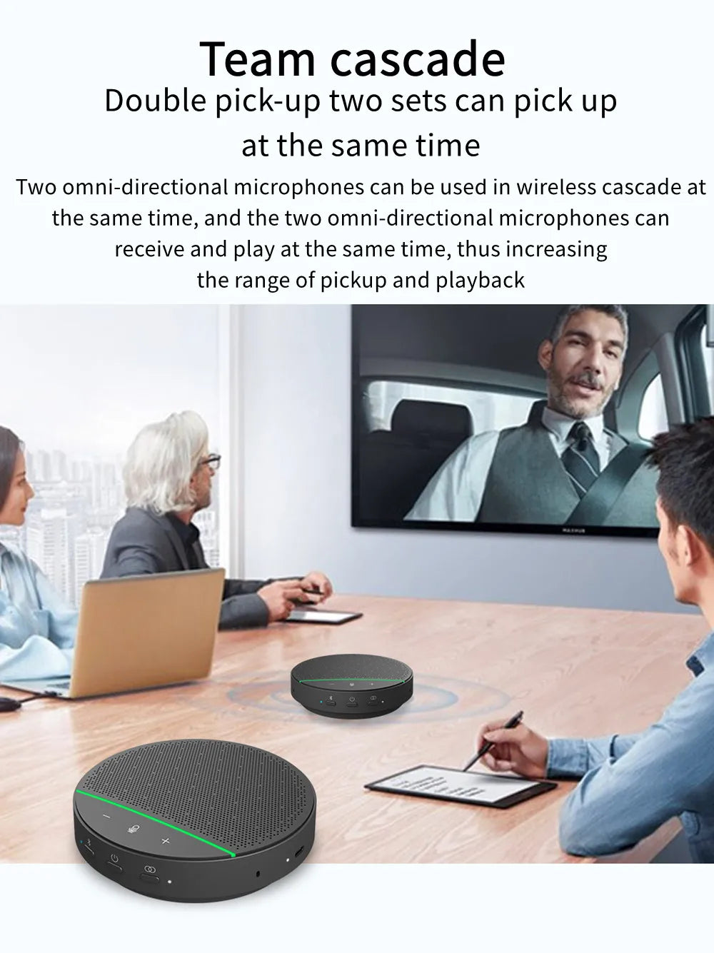 Omni-directional Microphone 10M Radius 360° Pickup Wireless Conference Speaker