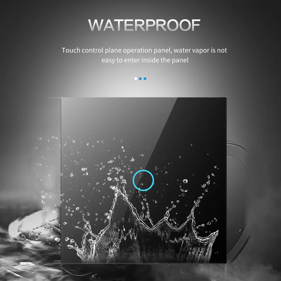 BONDA wall switch, EU standard, white crystal, tempered glass panel, touch switch, wall touch screen, Ac220v, 1 way, wall lamp