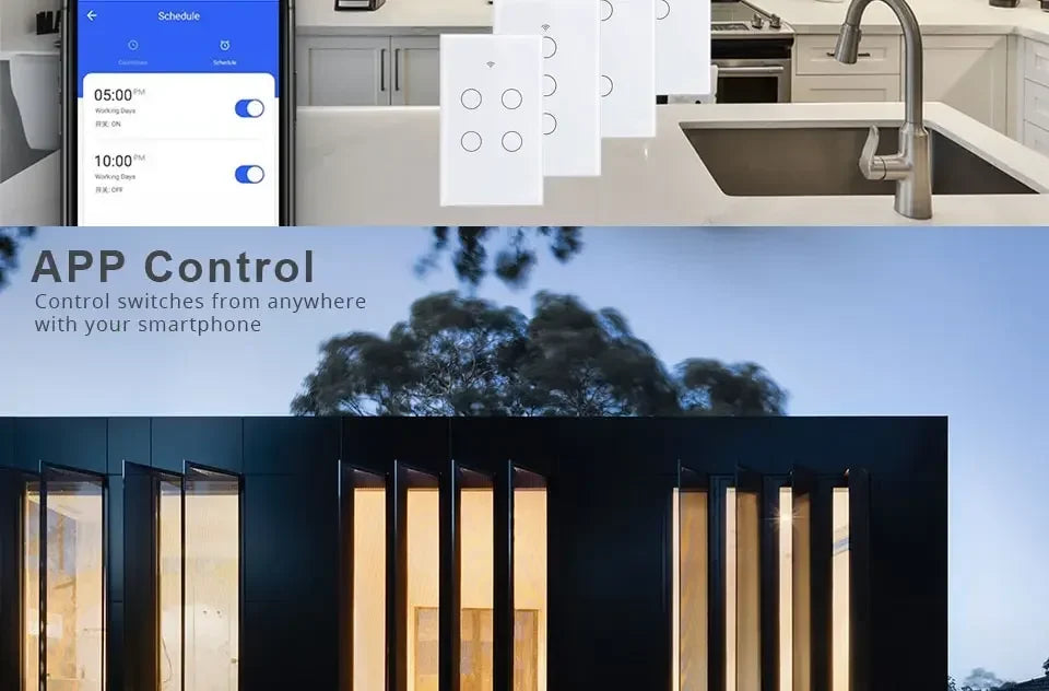 Tuya Smart Switches US Neutral Wire/No Neutral Wire Required 1/2/3/4 Gang