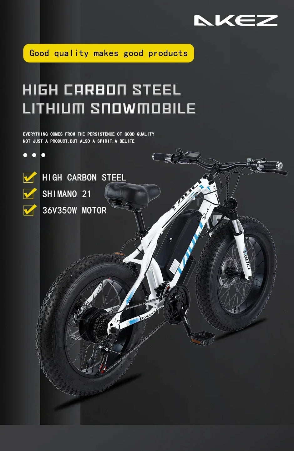 AKEZ 350W Motor Electric Bike 36V13AH Lithium battery E-bicycle