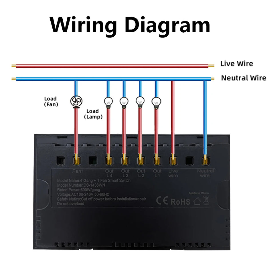 Wifi Smart Tuya Light 4 Gang Switch
