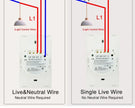 Tuya Smart Switches US Neutral Wire/No Neutral Wire Required 1/2/3/4 Gang