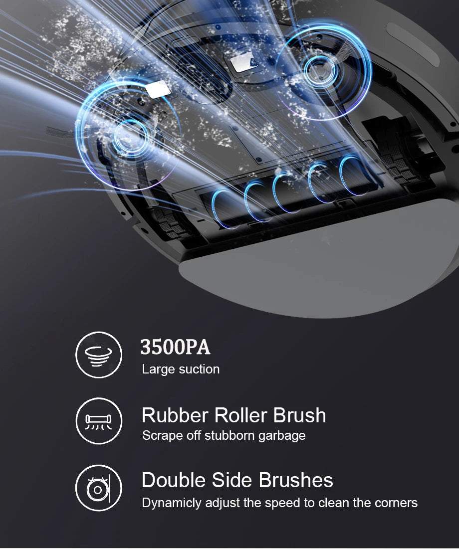 Robot Vacuum Cleaner Combo Mop,3500PA Suction Robotic,WiFi/Voice Control,Auto-Recharge