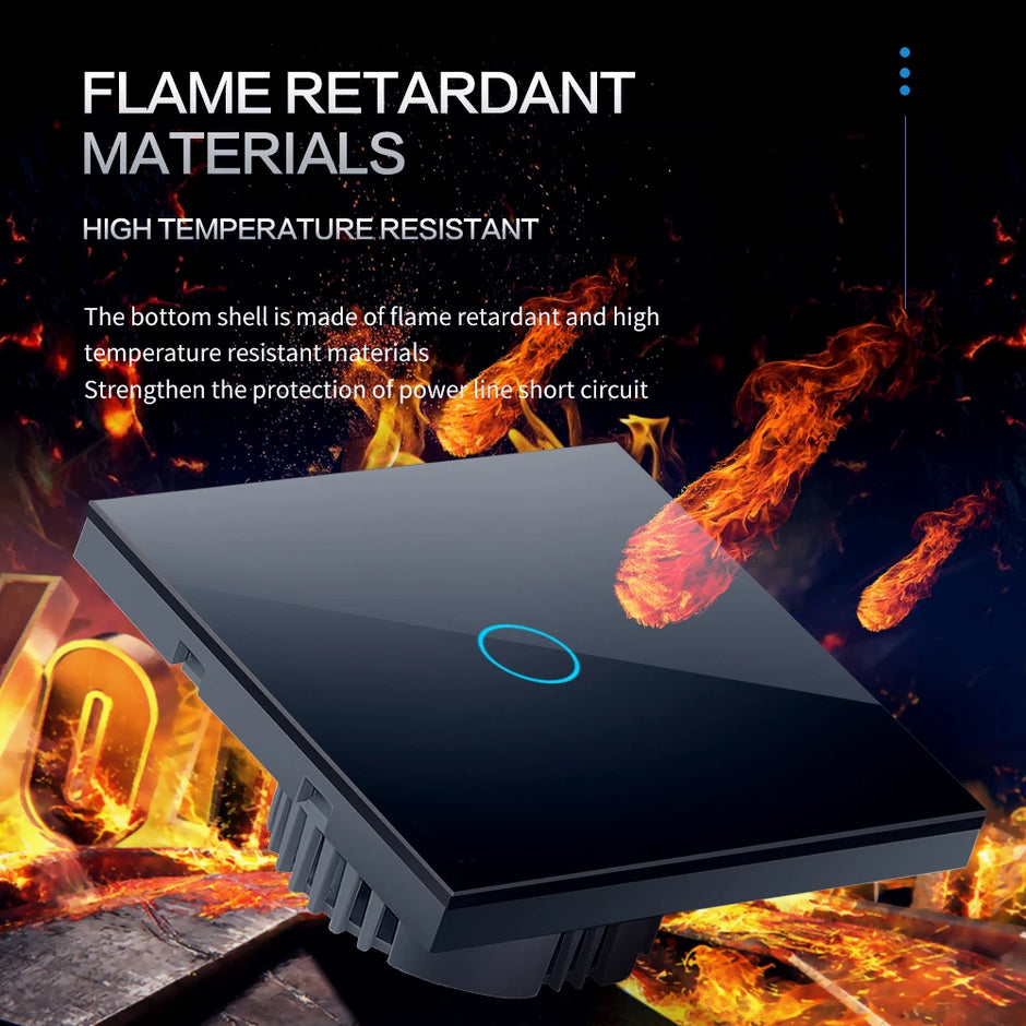 BONDA wall switch, EU standard, white crystal, tempered glass panel, touch switch, wall touch screen, Ac220v, 1 way, wall lamp