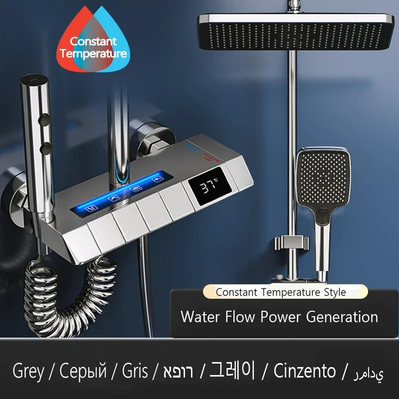 Piano Keys Bathroom Shower System Intelligent LED Temperature Display Shower