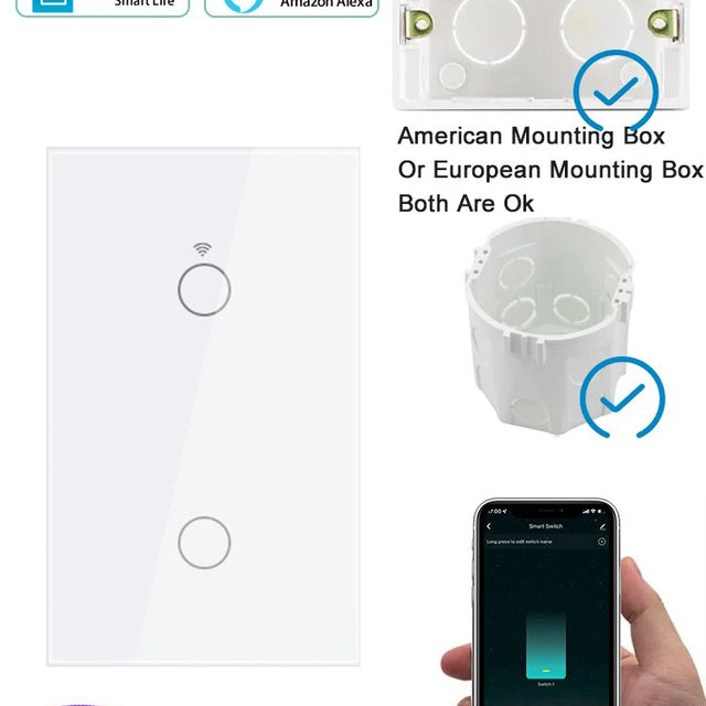 Tuya Smart Switches US Neutral Wire/No Neutral Wire Required 1/2/3/4 Gang