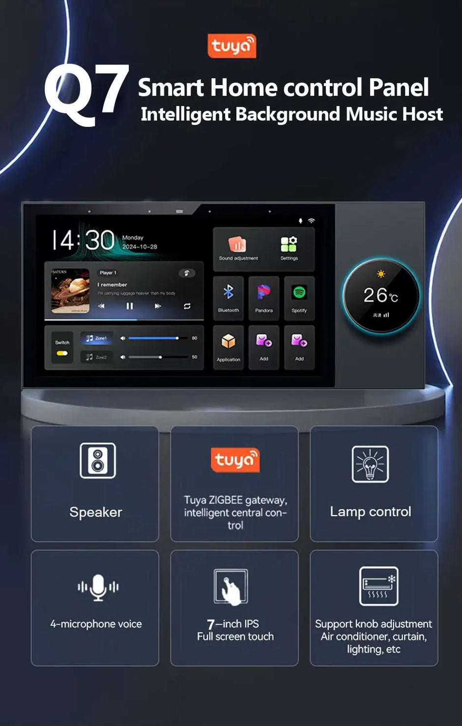 7 Inch Android 11 Alexa Voice Tuya Smart Home Control Panel