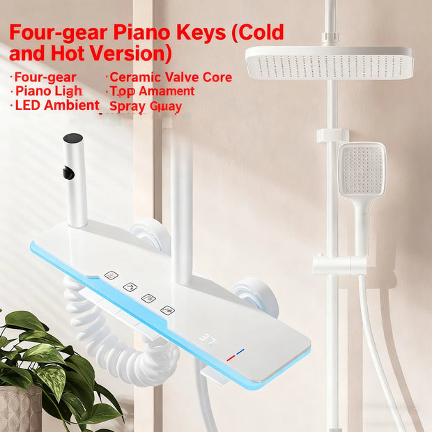 Grey Shower System with Ambient Light - Intelligent Digital Faucet Set with Temperature Display & Rainfall