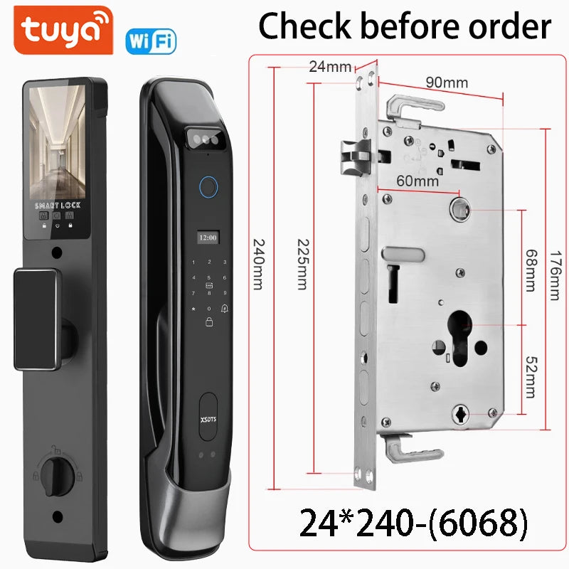 3D Real-time Intercom Face Recognition Digital Door Lock With Camera FIngerprint Password Unlock Keyless Electronic Door Lock