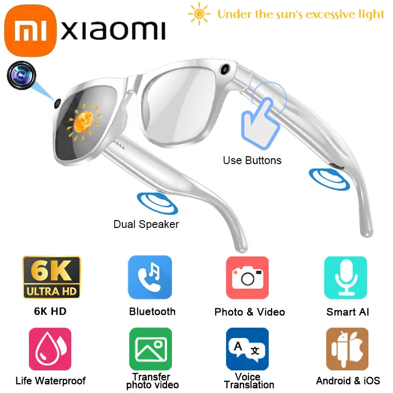 Xiaomi 6K HD AI Smart Glasses Photochromic