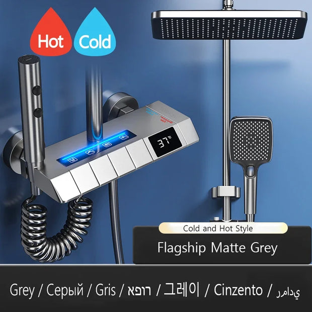 Piano Keys Bathroom Shower System Intelligent LED Temperature Display Shower