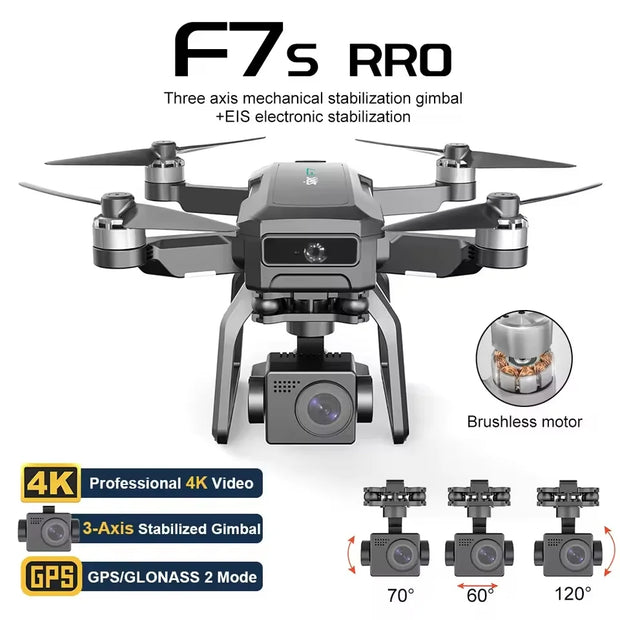 F7 Pro Drone 4K HD with 3-Axis Gimbal & GPS Brushless Motor