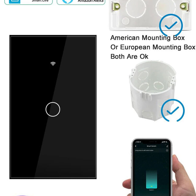 Tuya Smart Switches US Neutral Wire/No Neutral Wire Required 1/2/3/4 Gang