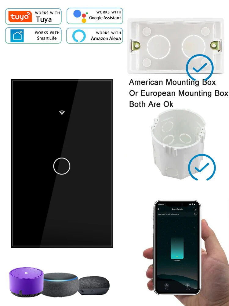 Tuya Smart Switches US Neutral Wire/No Neutral Wire Required 1/2/3/4 Gang