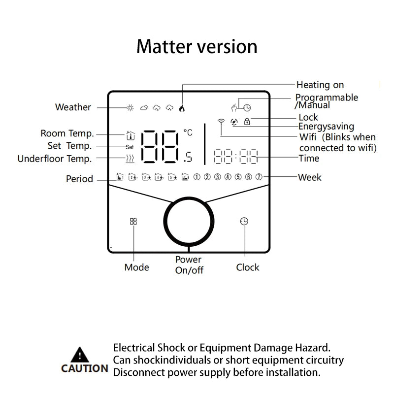 Matter Warm Floor Room Heating Thermostat