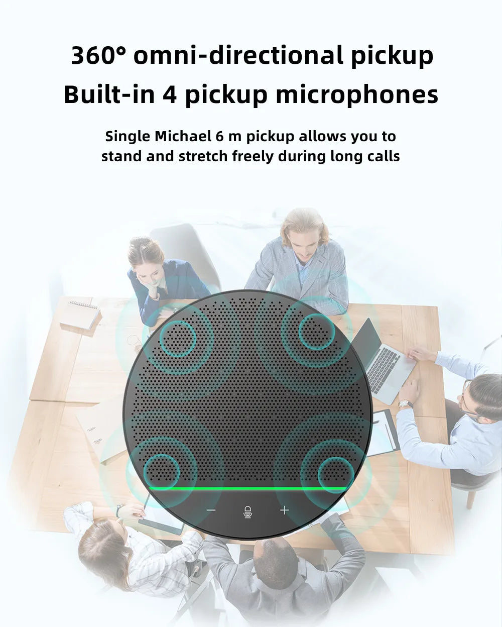 Omni-directional Microphone 10M Radius 360° Pickup Wireless Conference Speaker