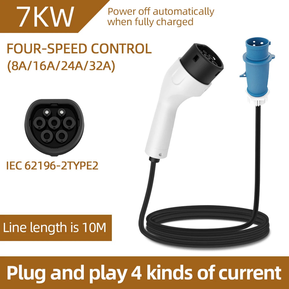 Electric Vehicle 7KW 32A EV Portable Charger