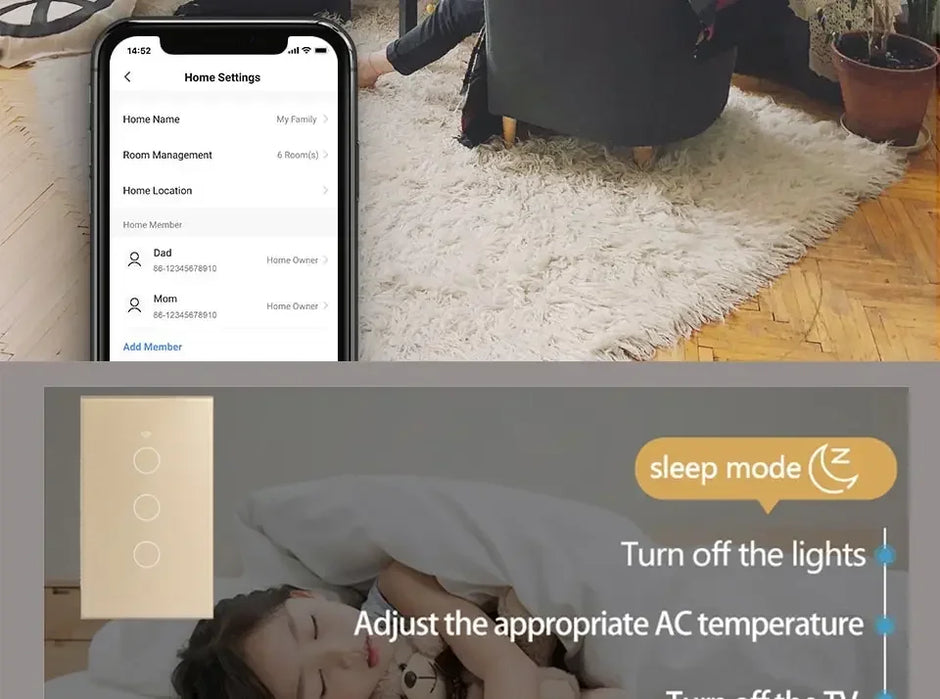 Tuya Smart Switches US Neutral Wire/No Neutral Wire Required 1/2/3/4 Gang