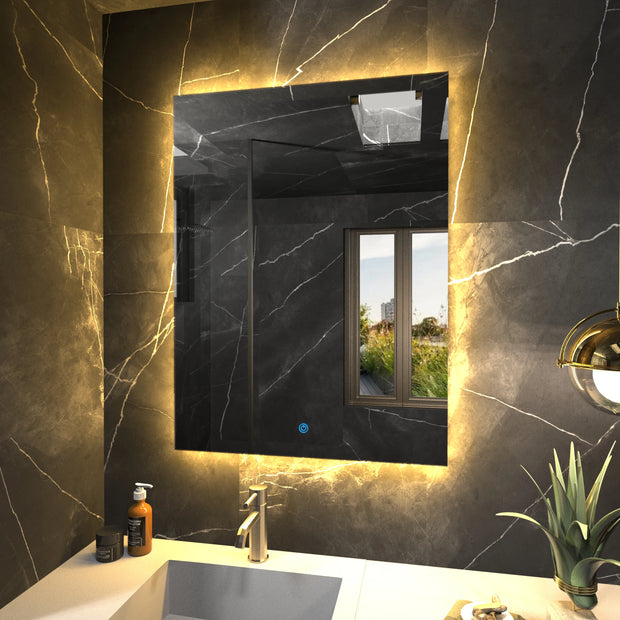 Smart Lighted Mirror With Touch Screen TV Tri-color Adjustable Light 2 in 1 Mirror TV