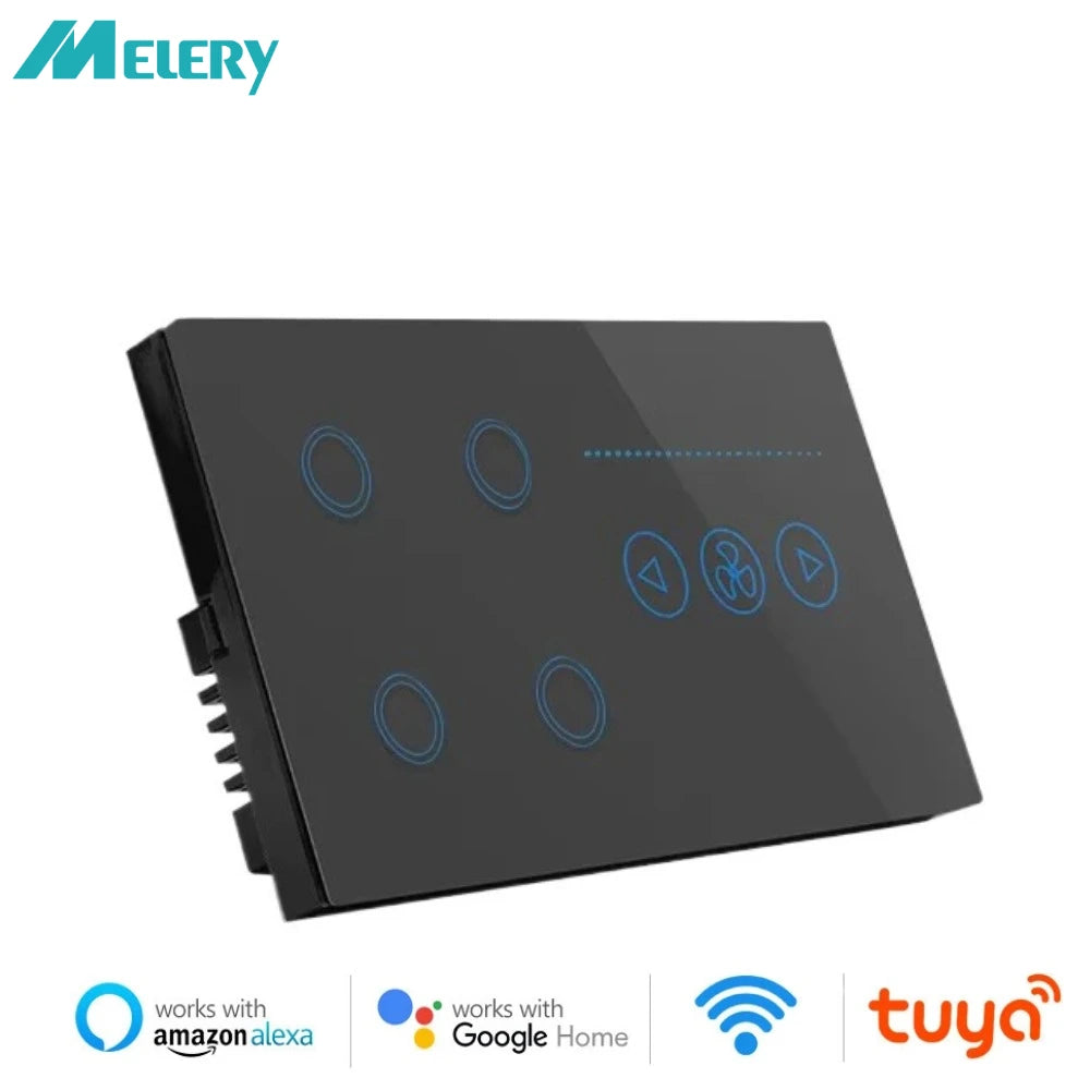 Melery Switch Fan Speed Interruptor Wifi Smart Tuya Light 4Gang