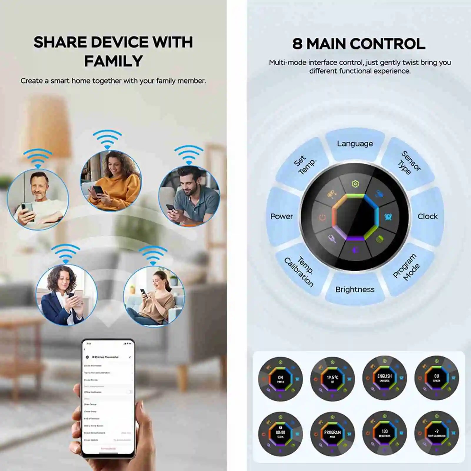 Smart Thermostat for Home 1.32in Screen WIFI Temperature Controller