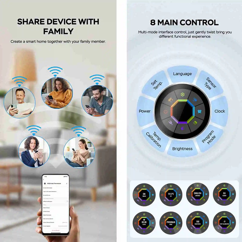 Smart Thermostat for Home 1.32in Screen WIFI Temperature Controller