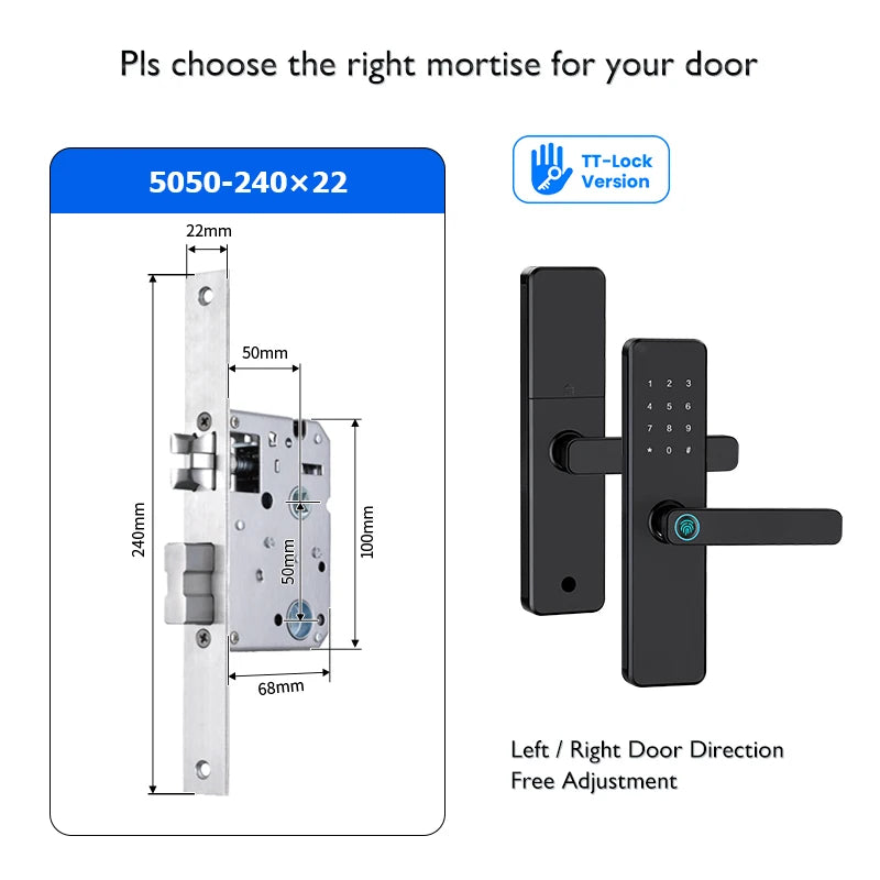 Bluetooth TTLock App Fingerprint Door Lock Code Card Key