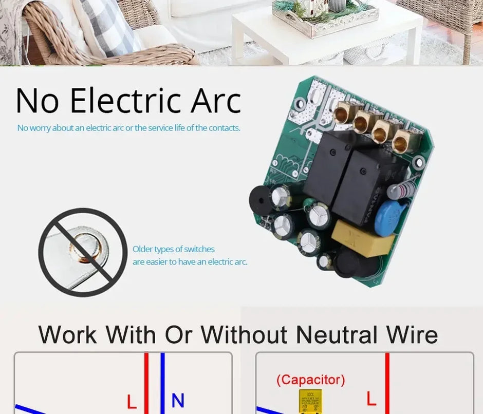 Tuya Smart Switches US Neutral Wire/No Neutral Wire Required 1/2/3/4 Gang