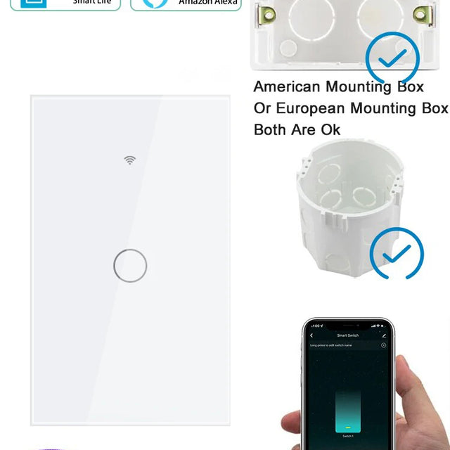 Tuya Smart Switches US Neutral Wire/No Neutral Wire Required 1/2/3/4 Gang