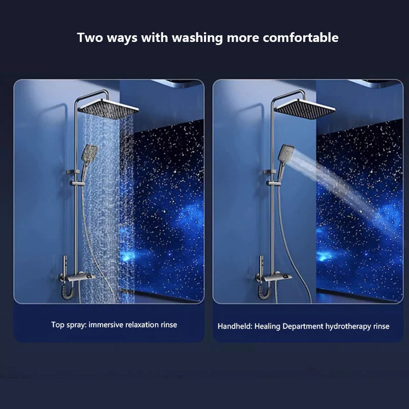 Piano Keys Bathroom Shower System Intelligent LED Temperature Display Shower