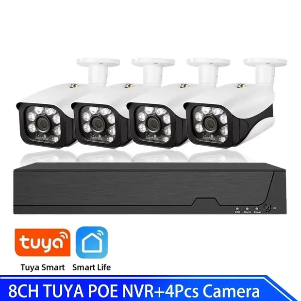4K 8MP TUYA Security Kit 8CH POE NVR System Outdoor