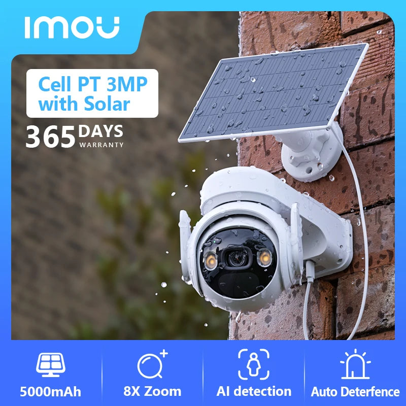 IMOU Cell PT 2C Solar Security Camera - 5MP WiFi Camera with 5000mAh Battery, Human Detection & Weatherproof Design