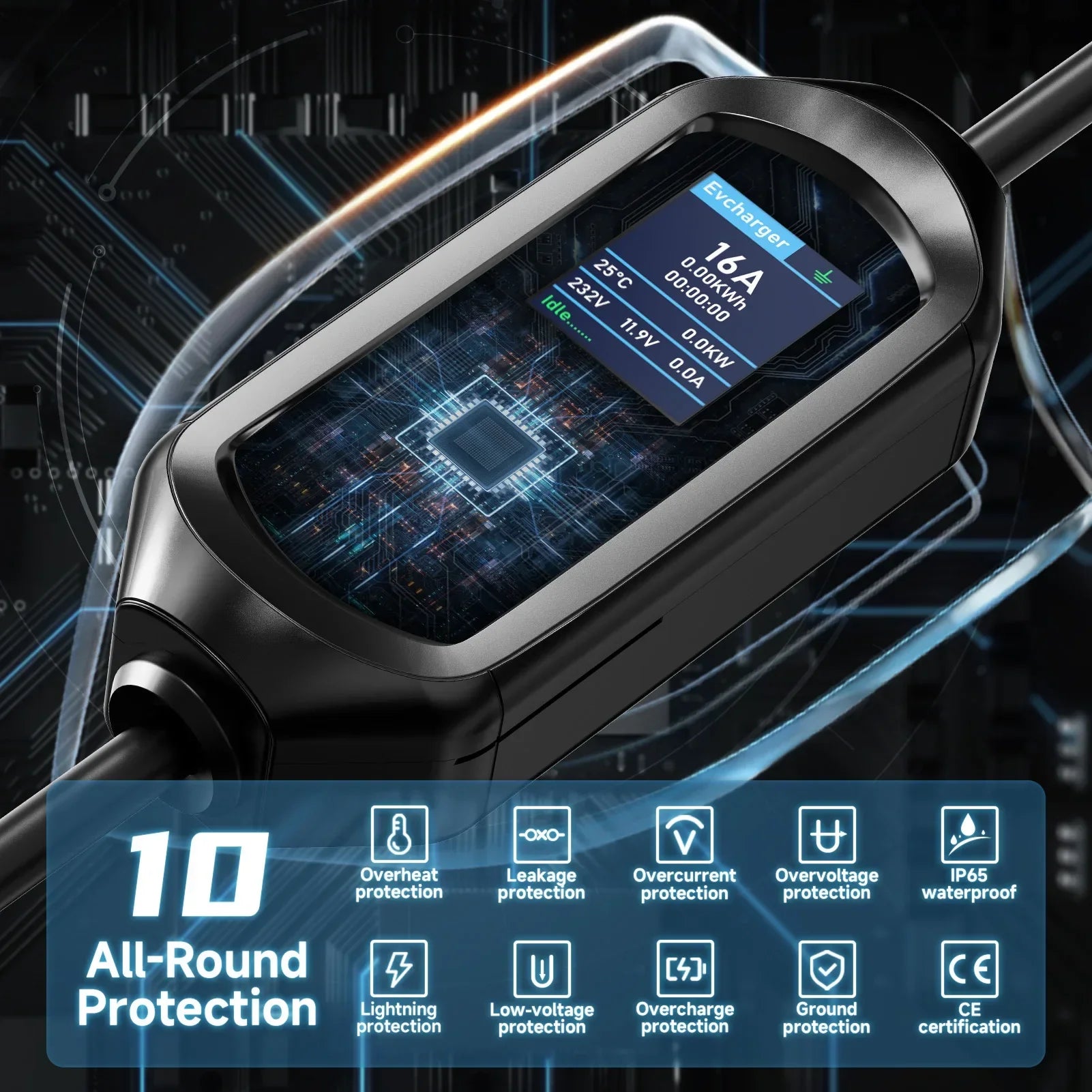 Type2 IEC62196-2 Portable EV Charger 7KW 32A