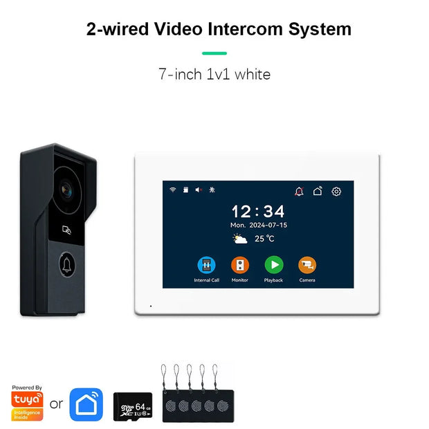 Tuya Smart 1080P 2 Wire Visiophone Doorbell Video Intercom System