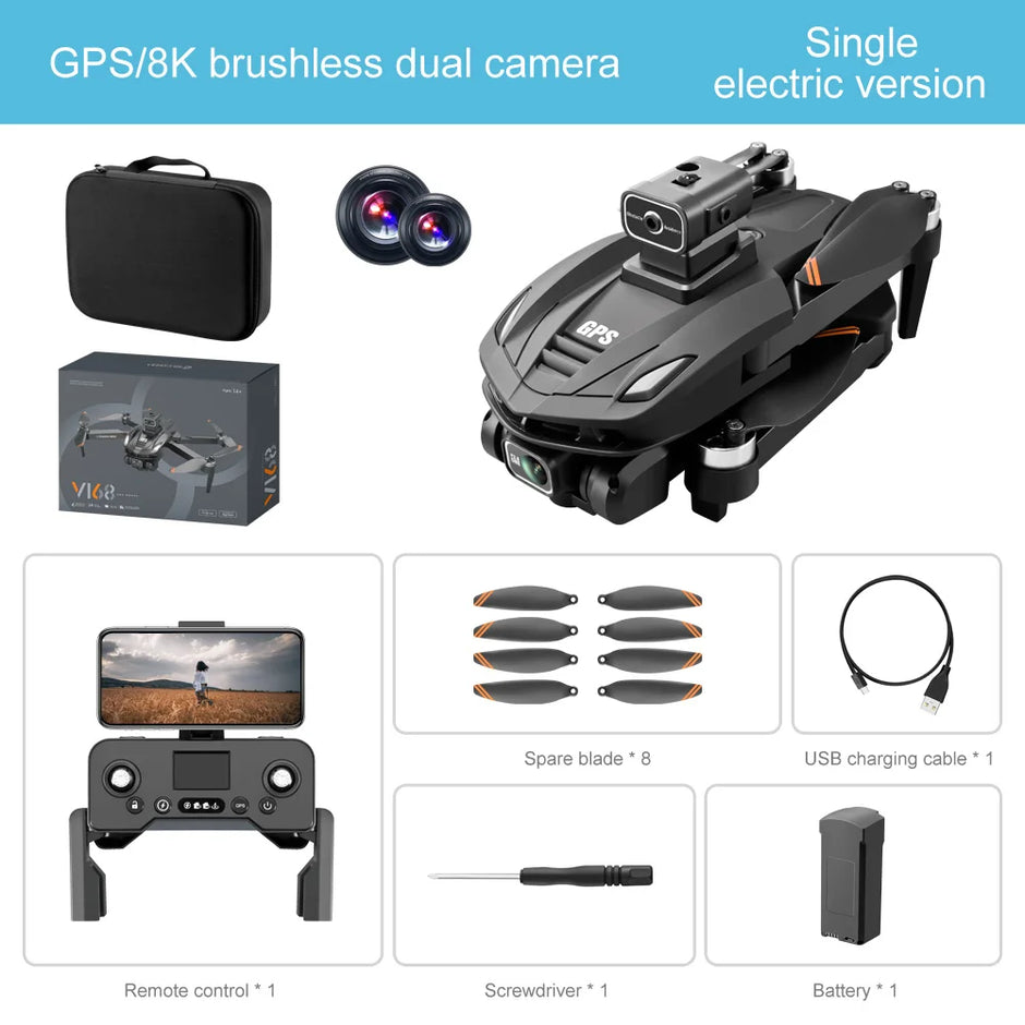 V168 PRO Drone 8K 5G GPS Professional HD Aerial Photography Dual Camera
