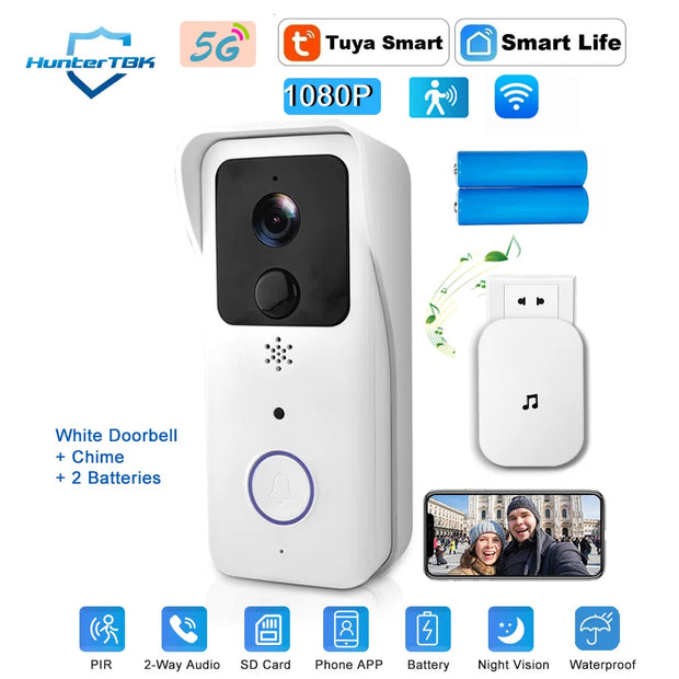 Video Doorbell 1080P Tuya Smart Outdoor Wireless Intercom