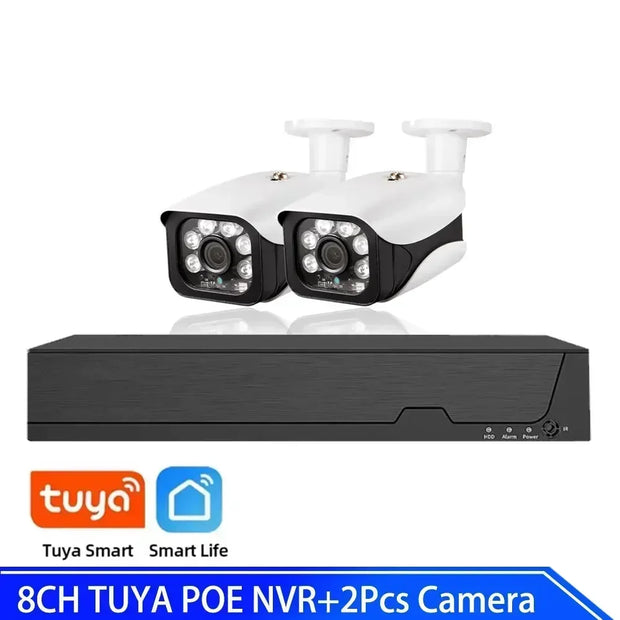 4K 8MP TUYA Security Kit 8CH POE NVR System Outdoor