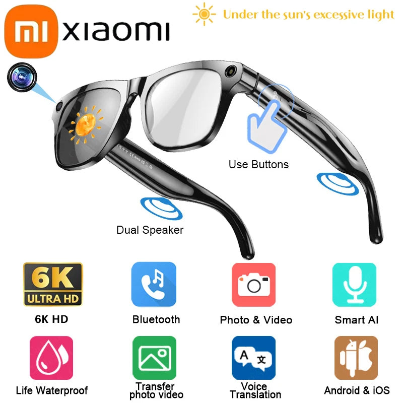 Xiaomi 6K HD AI Smart Glasses Photochromic